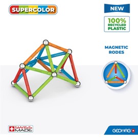 Geomag, Supercolor Recycled Magnetic Constructions, Colourful Rods and Panels, 42 Piece Pack, 100% Recycled Plastic
