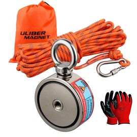 ULIBERMAGNET Super Strong Double Sided Fishing Magnets Combined 320kg N52 with Rope Starter Kit with Neodymium Magnets for Magnetic Fishing and Treasure Hunting Underwater