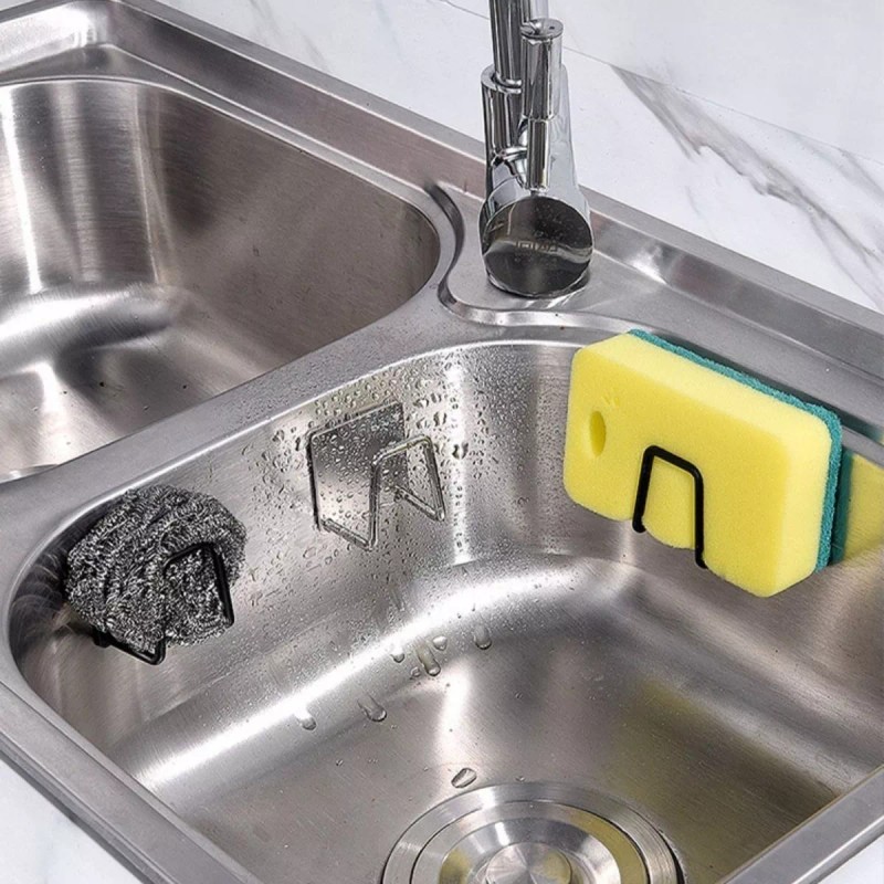 Veraly Set 2 Soportes Porta Esponja Lavabo Cocina Fregadero Acero