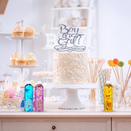 Baderke 6 Pcs Sensory Bottles 13.5oz Plastic Clear Containers Calm Down Sensory Bottles Include Funnel, Glitters, Stickers, Glitter Powder, Feathers, Small Color Balls for DIY Art Fun Crafts Supply