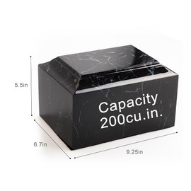 MAKEY'S Classic Cultured Marble Cremation Urn for Human Ashes Adult Male/Female, Professional Decorative Cremation Urn for Ashes-Black
