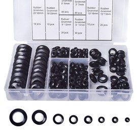 Melofo 200Pcs Black Rubber Grommet Electrical Conductor Gasket Ring Assortment Kit Wire Gasket Kit for Protecting Wires, Plugs and Cables