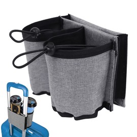 1 Suitcase Cup Holder, Luggage Accessories, Hanging Storage Bag, Suitcase Bottle Holder, with 3 Pockets, Suitable as a Travel Gift for Passengers, Flight Attendants and Flight Attendants (Grey)