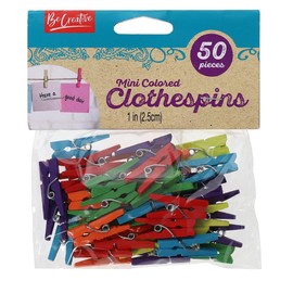 Leisure Arts Assorted Clothespins Wood Mini Colored 50pc