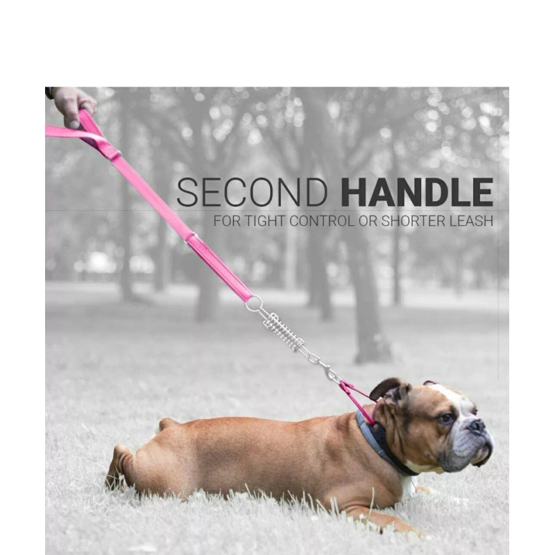 ImPetZ Heavy Duty Dog Leash - 2 Padded Handles Pink.