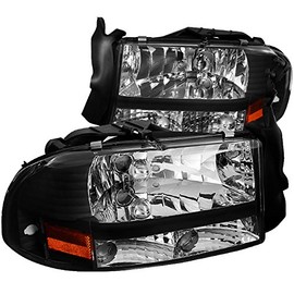 Spec-D Tuning 2LH-DAK97JM-ABM Dodge Dakota/Durango Slt R/T Headlights W/Bumper Lights 1Pc. Black