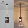 Rustic Bear Pendant Light, 1-Light Farmhouse Wood and Metal Cage
