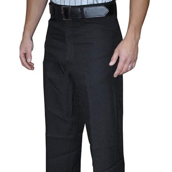 Smitty | BKS-275 | Black 100% Polyester Flat Front Official's Pants with Western Cut Pockets and Belt Loops (38)