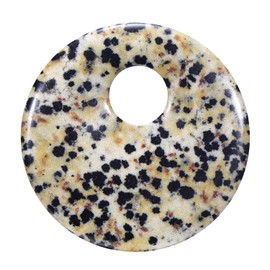 Morella Women's Necklace 31.5 inch - 80 cm gem-Stone Donut Pendant Dalmatian Jasper in a Velvet Bag