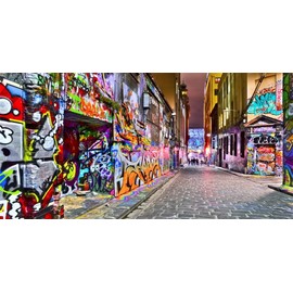 Yeele 15x8ft Urban Graffiti Photography Background Street Cartoon Graffiti Wall Retro Backdrop 80'S 90'S Fashion Hip Hop Style Backdrop Party Decorations Kids Adult Portrait Photo Shoot Studio Props