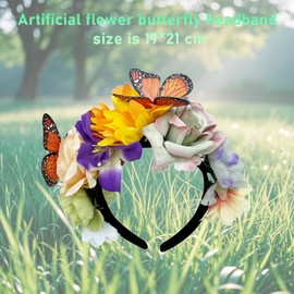 Yolistar Artificial Flower Headband, Dirndl Flowers, Woman Bride Hair Band, Flower Garland Headpiece, Suitable for Women, Wedding, Beach, Holiday, Party, Beach