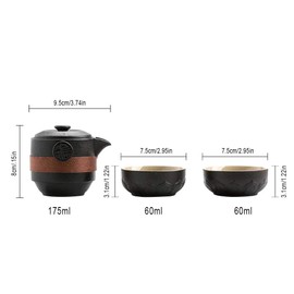 Portable Travel Tea Set with Case, Chinese Kung Fu Teapot 1 Pot 2 Cups, Ceramic Tea Pot Set, for Outdoor Picnic Business