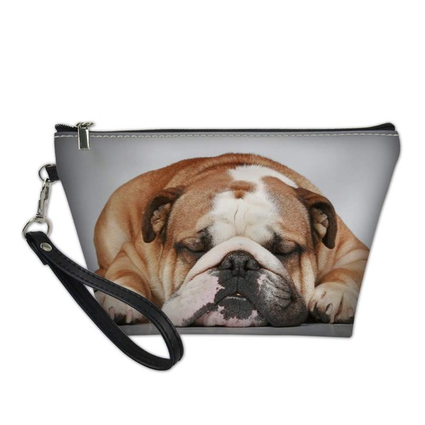 Showudesigns Personalised Wolf Leather Cosmetic Bag, English Bulldog