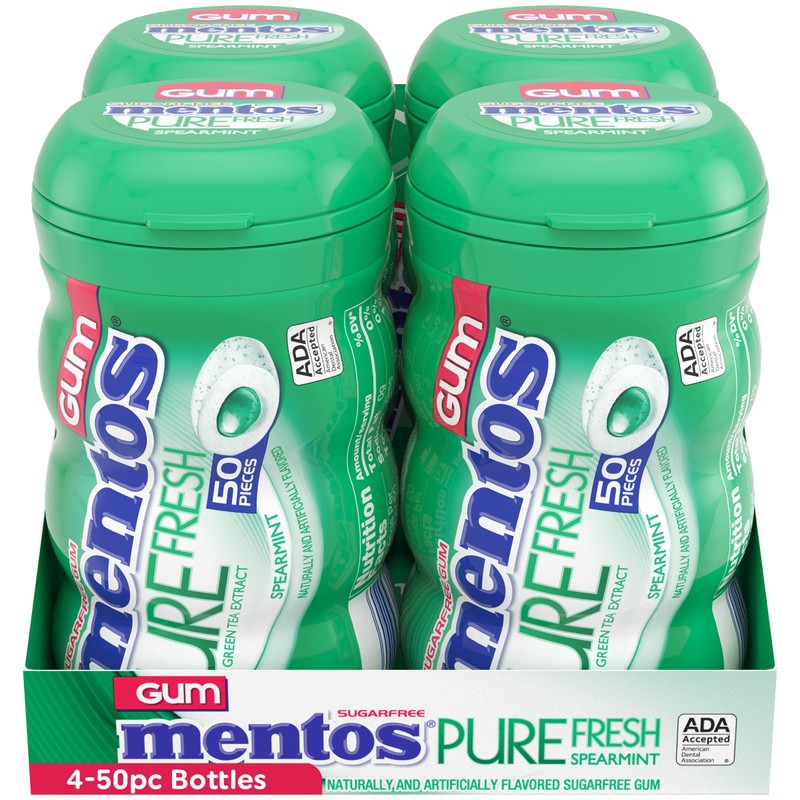 Mentos Pure Fresh Holiday Sugar-Free Chewing Gum with Xylitol, Spearmint,