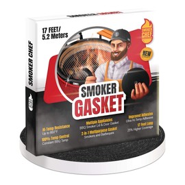 Smoker Chef Smoker Gasket – 0.6’’ Wide 0.2’’ Thick High Temp Seal Grill Gasket – 17 FT Long Self Stick Black Nomex Tape Gaskets for Smokers and BBQ Lid – Heat Seal Material Replacement