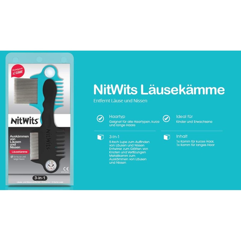 NitWits Lice Comb - 3-in-1 Lice and Nit Remover +