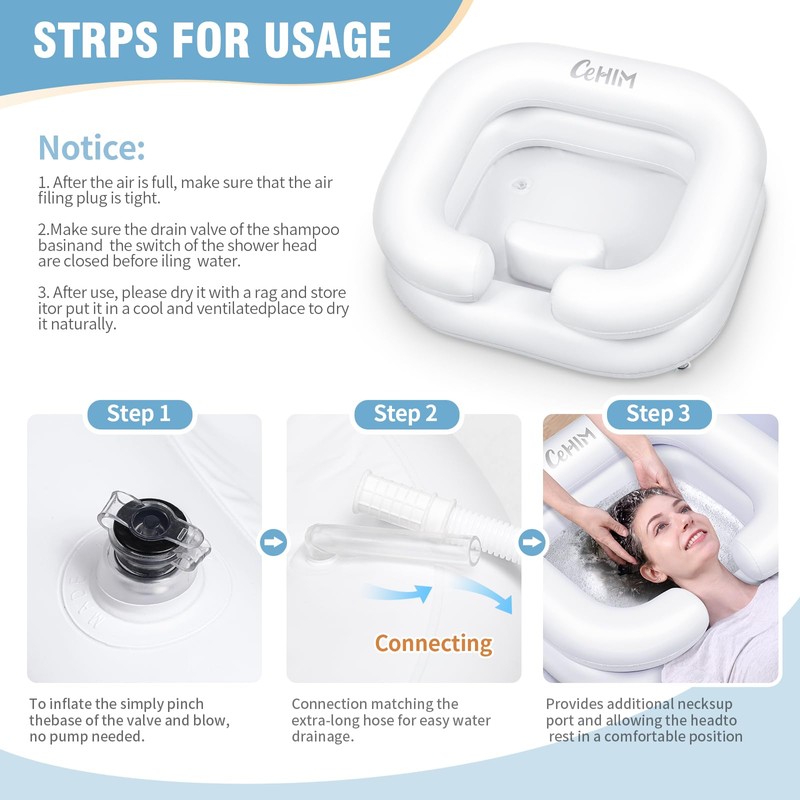 Cehim Inflatable Shampoo Basin - Portable Shampoo Bowl, Hair Washing