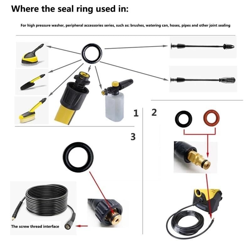 Pressure Washer O-Ring Nozzle Set, O Ring Seal 2.640-729.0 Rubber