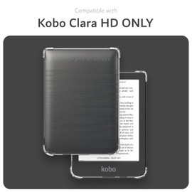 JKase Clear TPU Compatible with Kobo Clara HD Case (6") 2018, Shockproof Slim Lightweight Soft Silicone Grip Flexible Back Cover Transparent