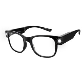 OuShiun USB Rechargeable Led Reading Glasses Lighted Eyewear for Women Men (Black, 1.0X)