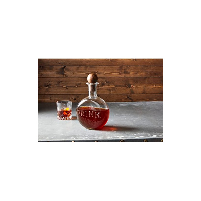 Mud Pie Drink Glass Decanter; 10" x 6 1/4" dia