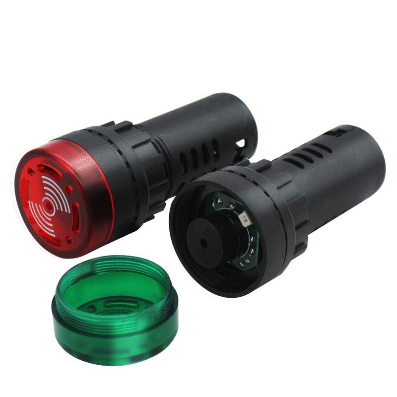mxuteuk 3Pcs 22mm 110/120V Buzzer with LED Lndicator Light Flash