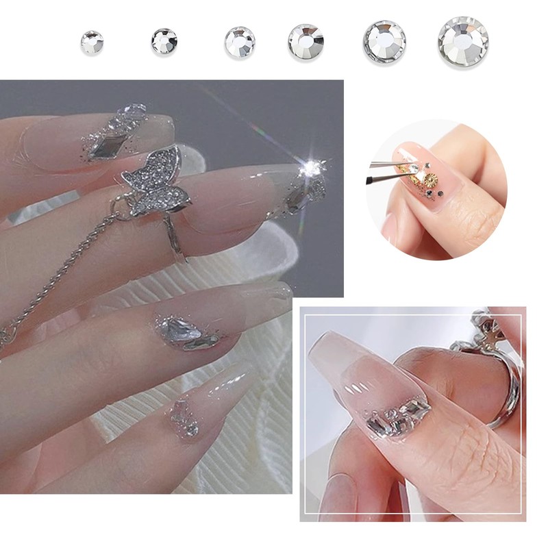 YFFSFDC Nail Parts, Rhinestones, Nail Art Parts, 3D, Large Capacity