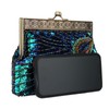Womens Sequin Beaded Evening Bag Antique Peacock Evening Wedding Clutch