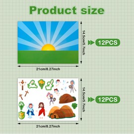 Pack of 12 Easter Scene Stickers, Easter Craft Stickers, Easter Stickers for Resurrection of Jesus, Religious Festival Gifts, Easter for Children in the Classroom, Easter Party Gift