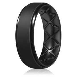 Egnaro Inner Arc Ergonomic Breathable Design, Silicone Rings Mens with Half Sizes, 7 Rings / 6 Rings / 5 Rings / 4 Rings / 1 Ring Rubber Wedding Bands, 8.5mm Wide-2mm Thick