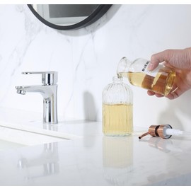 Mekoly Glass Soap Dispensers with Red Copper Pump Head, Hand Soap Dispenser for Kitchen and Bathroom, Heavy Glass Soap Dispenser 15oz, High Purity Glass - 1 Pack