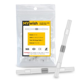 200Pcs Heat Shrink Butt Connectors Heat Shrink AWG 26-24, White Waterproof Solder Seal Wire Connectors Terminals Solder Sleeve, Wire Splice Connectors for Automotive, Marine, Cable, Wiring by Mywish