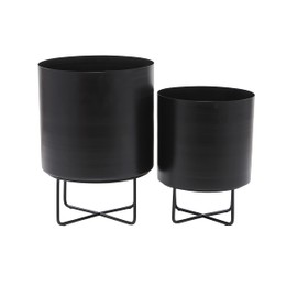 CosmoLiving by Cosmopolitan Metal Planter, Set of 2 16", 13"H, Black