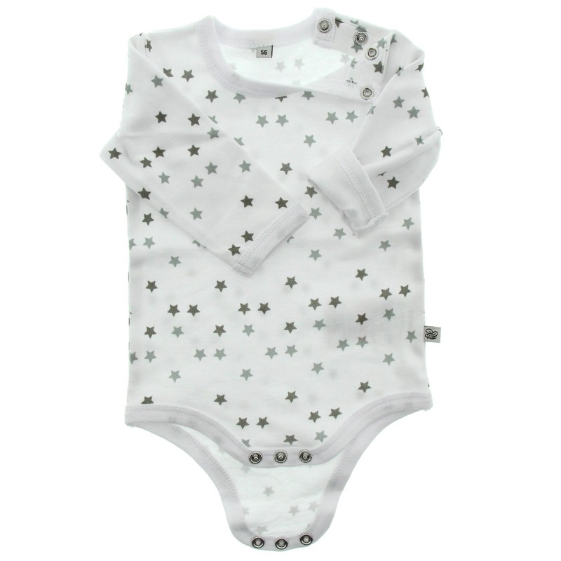 Pippi Baby Body Ls Ao-Printed (4-Pack) Blouse, Off-White, 56 cm