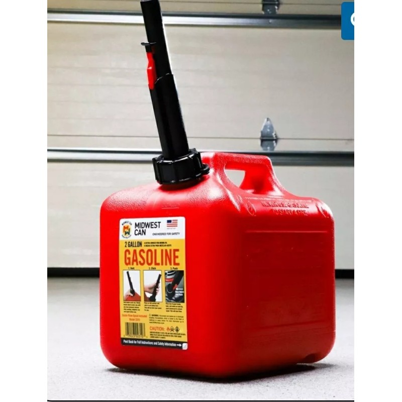 Midwest Can 2310 High Density Polyethylene Red/Black Gas Can with