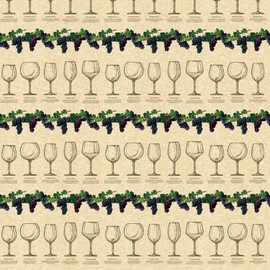 Clothworks Cheers Wine Glass Repeating Border Stripe, Fabric by The Yard (Dark Butter)