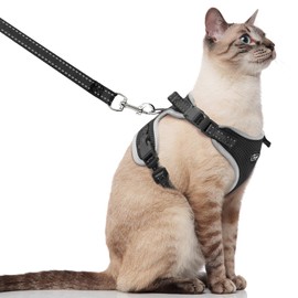 Supet Cat Harness and Leash for Walking Escape Proof, Adjustable Harness for Cats, Easy Control Small Cat Harness for Medium Large Kitten S Black