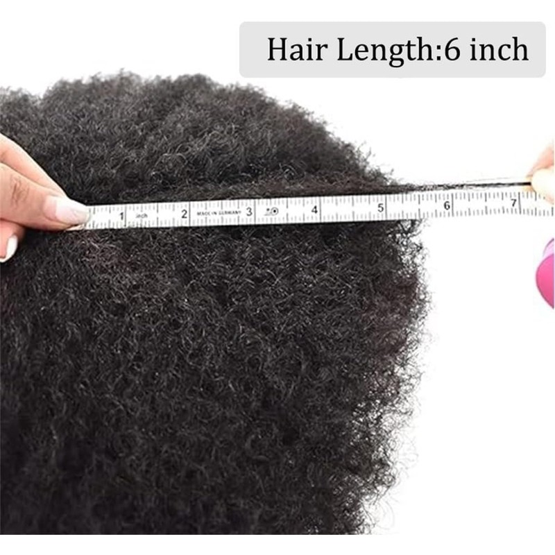Tupé afro rizado de 20 x 25 cm con base