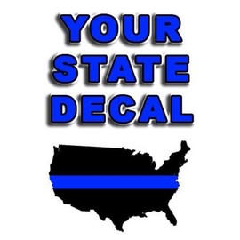 THIN BLUE LINE STATE  DECAL  3" to  4"