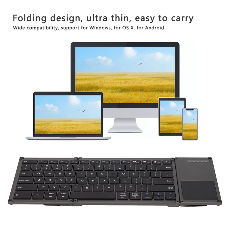 Wireless Keyboard 78 Keys Ultra Thin Folding Design Keyboard with