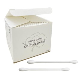 Cotton Swabs with Paper Sticks 1000ct，Double Tipped Natural Cotton Buds