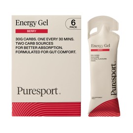 Puresport Fast-Release DualCarb Energy Gels, Berry, 6 Pack