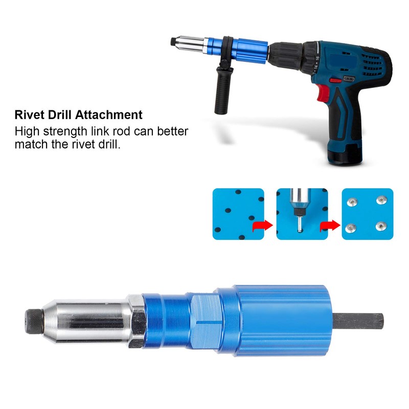 Zerodis Electric Rivet Gun Adapter, 17.3oz Aluminium Alloy Rivet Drill