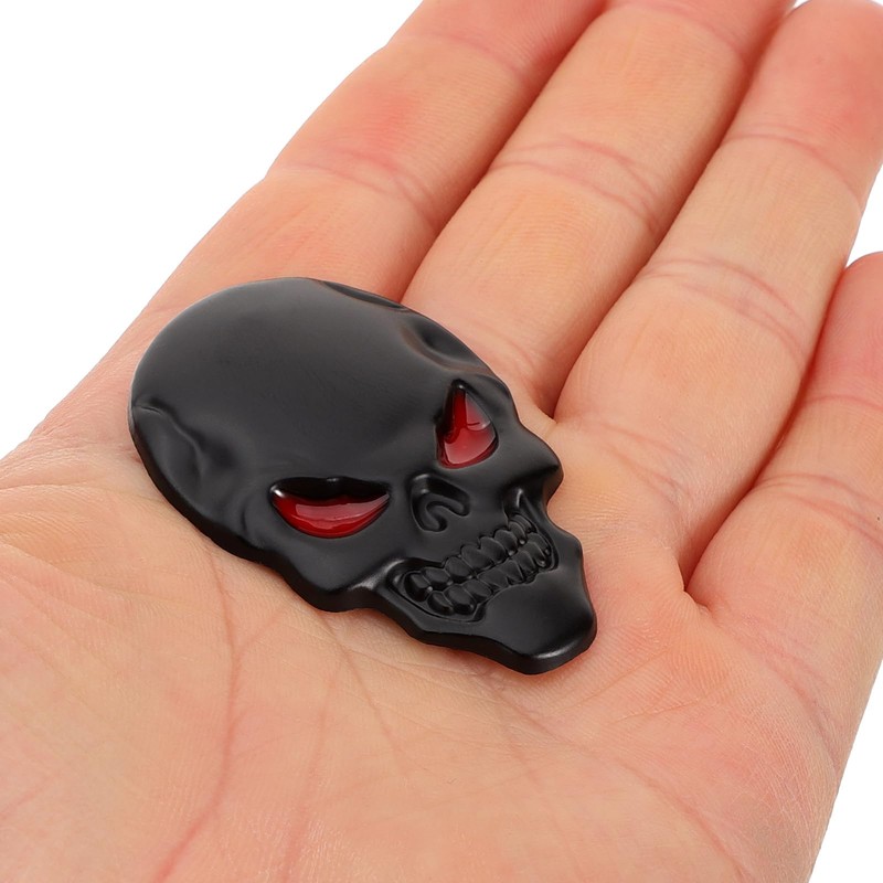 BESPORTBLE Skull Car Emblem 3D Black Metal Sticker Demon Skull