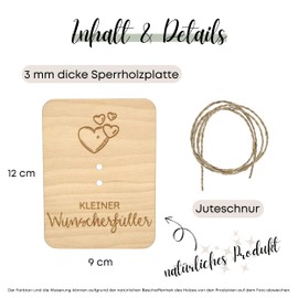 ZUKLA Small Wish Filler Money Gift Wooden 12 x 9 cm - Packaging for Money Gifts for Birthdays, Weddings, Christenings - An Original Idea to Give Money - Gift Voucher