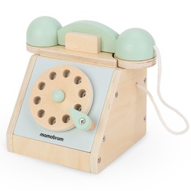 Mamabrum, Retro Wooden Phone - New Movable Dial Pastel Colours Headphones Connected to Phone for Children Aged 3+