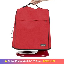 HOMEST Stand Mixer Cover Compatible with KitchenAid 6/7/8 Quart Bowl Lift，Dust Cover with Zipper Pocket for Accessories, Red (Patent Design)