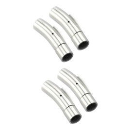 TEHAUX 2sets Stainless Steel Magnetic Clasp for 6mm Leather Cord End Hand Polished Jewelry Making Clasps 2pcs*2