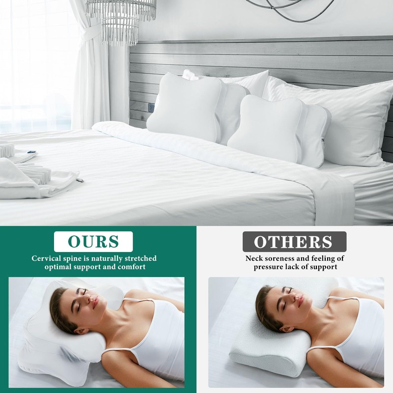 Hahafelt Waterproof Pillow Protector with Zipper Cervical Neck Pillowcase (Only