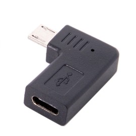 Cablecc USB-C tipo C hembra a micro USB 2.0 5 pines macho adaptador de datos 90 grados tipo ángulo izquierdo y derecho (ángulo izquierdo)
